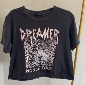 Cropped Black Dreamer Graphic Tee